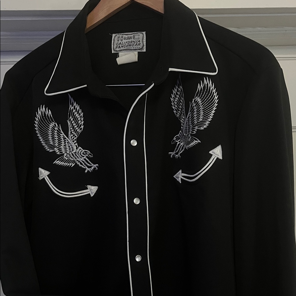 Vintage Black Western Eagle Embroidered Shirt
